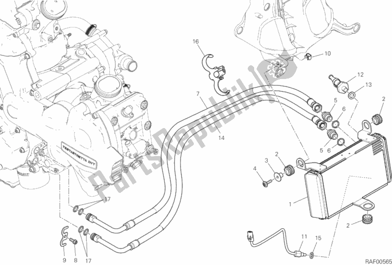 All parts for the Oil Cooler of the Ducati Multistrada 1200 ABS USA 2016
